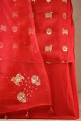Red Salwar Suit with Pichwai Organza Dupatta