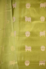 Pistachio Green Salwar Suit with Pichwai Organza Dupatta