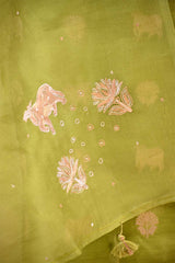 Pistachio Green Salwar Suit with Pichwai Organza Dupatta