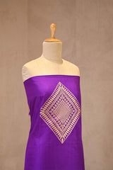 Purple Katan Silk Two Piece Salwar Suit Set With Diagonal Motif
