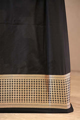 Black Katan Silk Two Piece Salwar Suit Set With Diagonal Motif