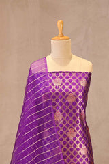 Purple Raw Mango Silk Unstitched Suit with Zari Jaal Work