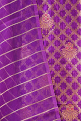 Purple Raw Mango Silk Unstitched Suit with Zari Jaal Work