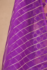 Purple Raw Mango Silk Unstitched Suit with Zari Jaal Work