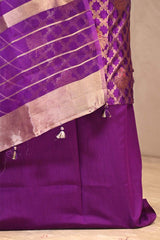 Purple Raw Mango Silk Unstitched Suit with Zari Jaal Work