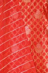 Red Raw Mango Silk Unstitched Suit with Zari Jaal Work