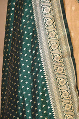 Beige Tissue Silk Unstitched Suit with Zardozi Neckline & Banarasi Dupatta