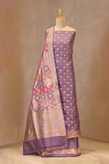 Lilac Katan silk suit set with zari floral buta and rangkat Banarasi dupatta