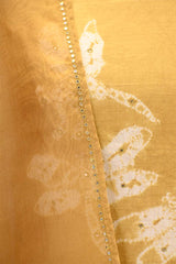 Light Yellow Chiniya Silk Shibori Unstitched Suit with  Butterfly Motif Embroidery
