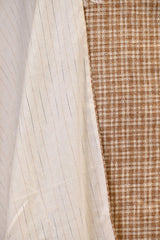 Beige Unstitched Cotton Suit Piece With Checks And Floral Grid Design