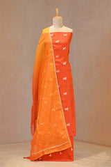 Orange Chiniya Silk Salwar Suit with Pichwai Motifs