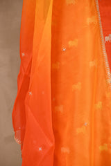 Orange Chiniya Silk Salwar Suit with Pichwai Motifs