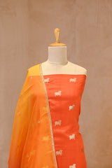 Orange Chiniya Silk Salwar Suit with Pichwai Motifs
