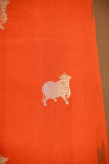 Orange Chiniya Silk Salwar Suit with Pichwai Motifs