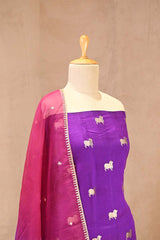 Purple Chiniya Silk Salwar Suit with Pichwai Motifs