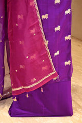 Purple Chiniya Silk Salwar Suit with Pichwai Motifs