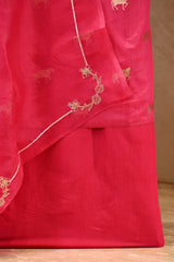 Pink Chiniya Silk Suit Set With Ashva Motifs & Gold Embellished Dupatta