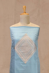 Light Blue Katan Silk Two Piece Salwar Suit Set With Diagonal Motif