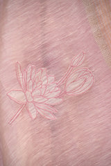 Pink Linen Three Piece Unstitched Suit Set with Floral & Pakshi Applique Work