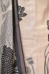 Off White Cotton Silk Three Piece Unstitched Suit Set with Floral Prints and French Knot Embroidery