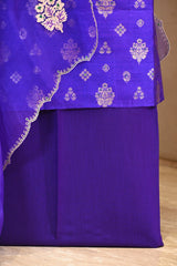 Purple Pure Raw Silk Unstitched Suit Set With Organza Dupatta