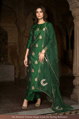 Green Banarasi Salwar Suit with Meenakari Motifs