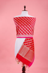Magenta Pink Striped Woven Banarasi Silk Dupatta