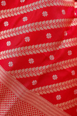 Magenta Pink Striped Woven Banarasi Silk Dupatta