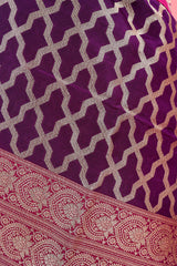 Deep Purple Geometrical Woven Banarasi Silk Dupatta