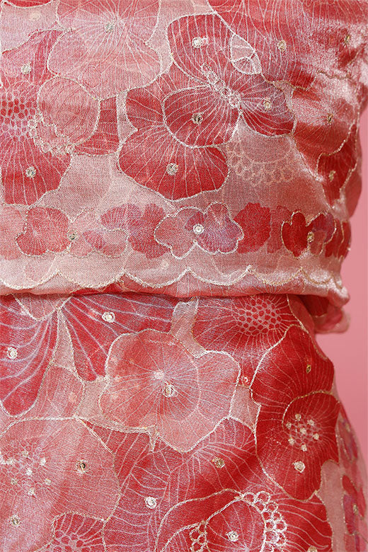 Glittery Pink Embellished Tissue Silk Dupatta