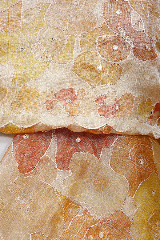 Golden Yellow Embellished Tissue Silk Dupatta