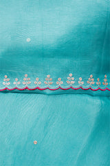 Sky Blue Embellished Organza Silk Dupatta