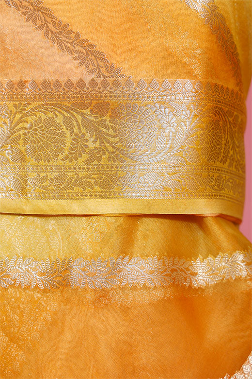 Yellow Rangkat Woven Organza Silk Dupatta