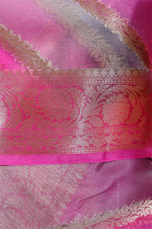 Pink Rangkat Woven Organza Silk Dupatta