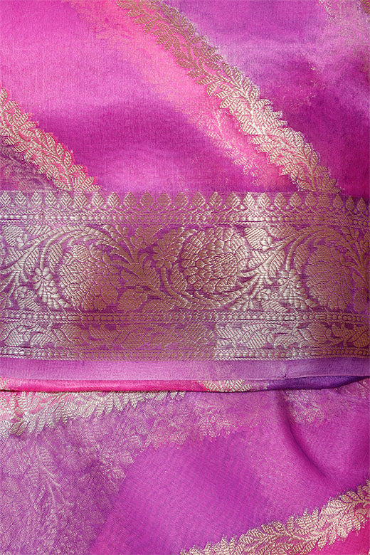 Purple Rangkat Woven Organza Silk Dupatta