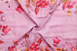 Lilac Linen Dupatta with Digital Printed Bird & Floral Motifs