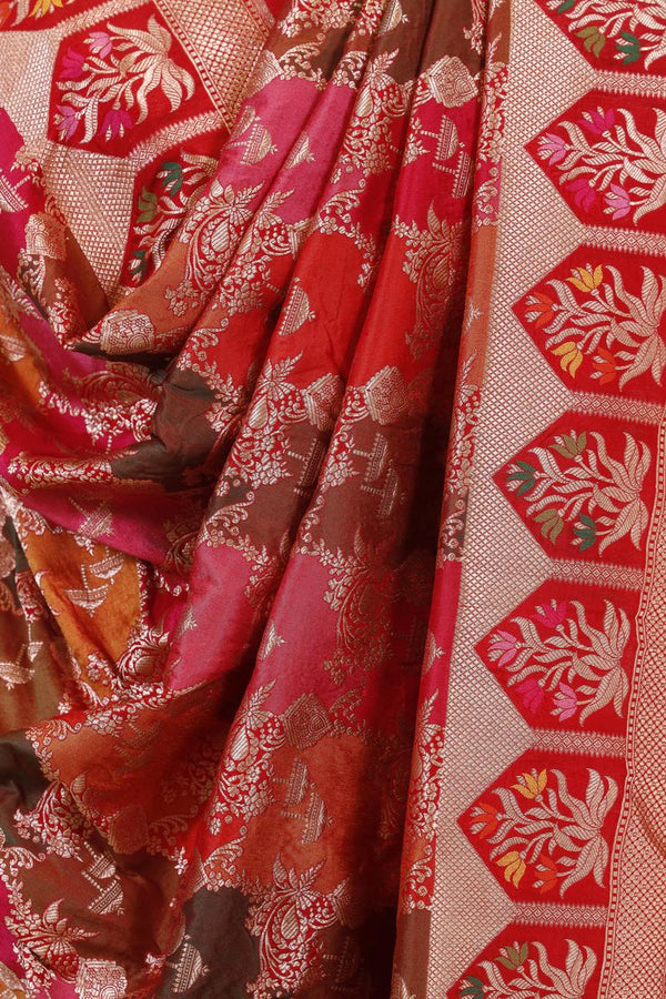 Red Banarasi Dupatta with Rangkat Traditional Work