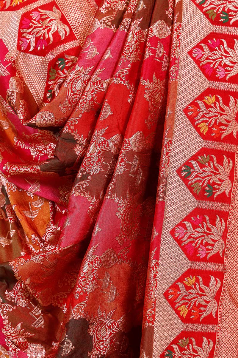 Red Banarasi Dupatta with Rangkat Traditional Work