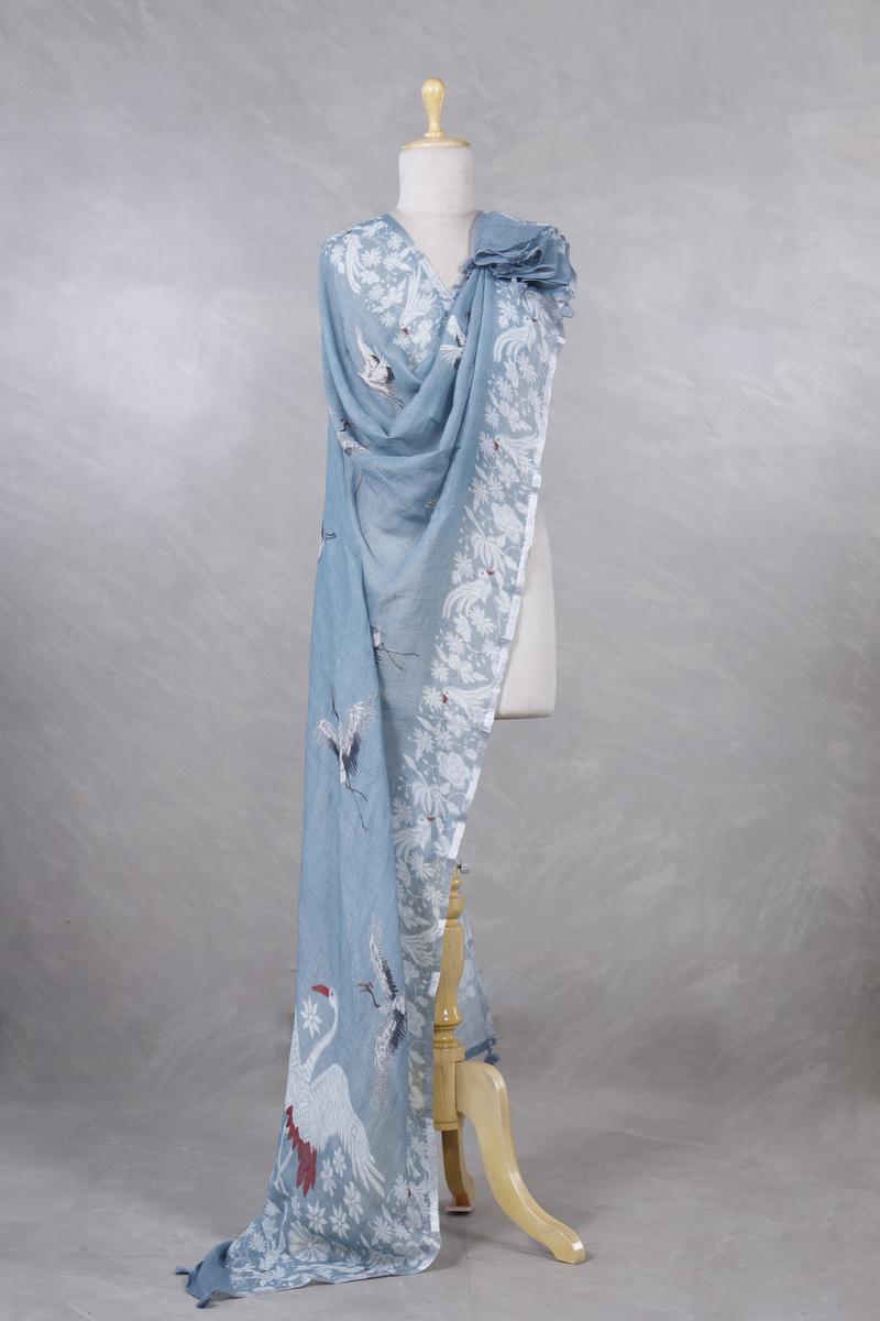Linen Dupatta, sky blue dupatta, Orange dupatta, pure linen dupatta, linen printed dupatta