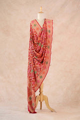 Red Georgette Bandhani Dupatta with Gharchola Pattern
