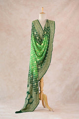Green Georgette Bandhani Gharchola Dupatta