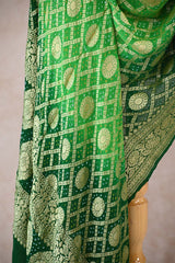 Green Georgette Bandhani Gharchola Dupatta