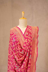 Magenta Pink Georgette Khaddi Silk Bandhani Dupatta