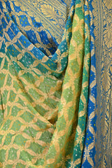 Shaded Blue and Green Georgette Bandhani Dupatta