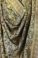 Bottle Green Banarasi Katan Silk Dupatta with Floral Pakshi Jaal
