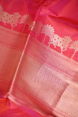Pink Banarasi Katan Silk Dupatta with Pichwai Border