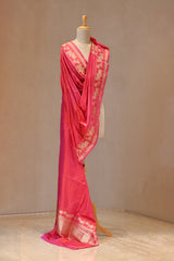 Pink Banarasi Katan Silk Dupatta with Pichwai Border