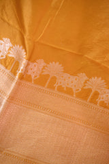 Mustard Yellow Banarasi Katan Silk Dupatta with Pichwai Border