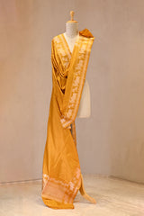 Mustard Yellow Banarasi Katan Silk Dupatta with Pichwai Border