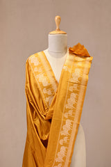 Mustard Yellow Banarasi Katan Silk Dupatta with Pichwai Border